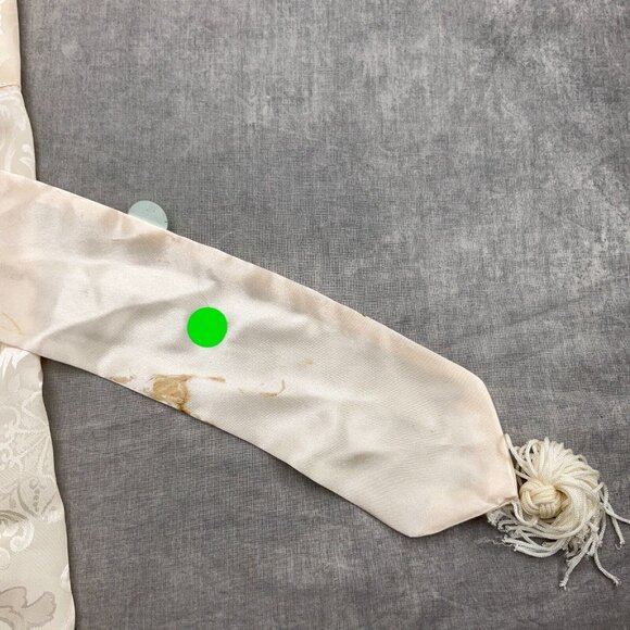 Victoria's Secret Robe Women Small Ivory Tasseled Belt Floral Damask Long Flaw‎ - Picture 4 of 14